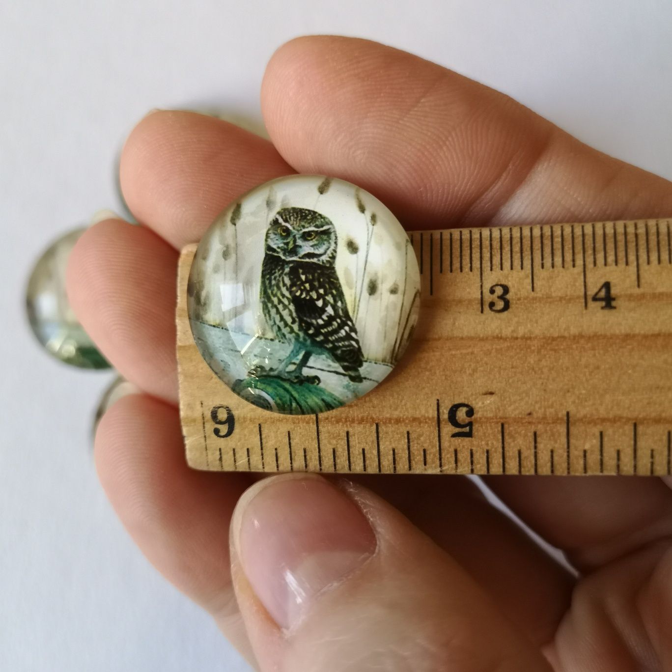Komplet 7 szt. Szklany kaboszon 2,5 cm. z pięknym obrazkiem