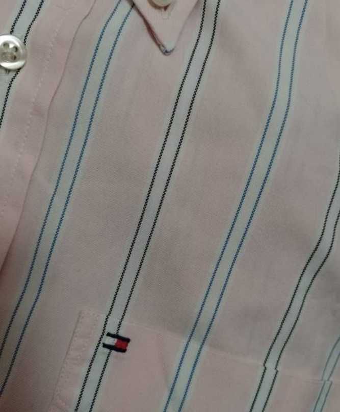 (S) Tommy Hilfiger/ Ekskluzywna, biało - różowa koszula męska