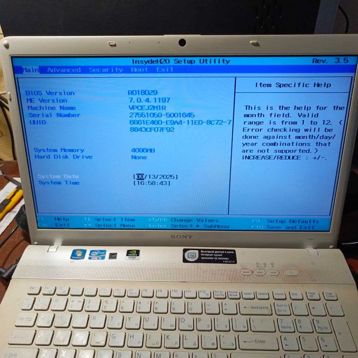 Матриця SONY VAIO 17", працююча (розбірка, залишки ноутбука)