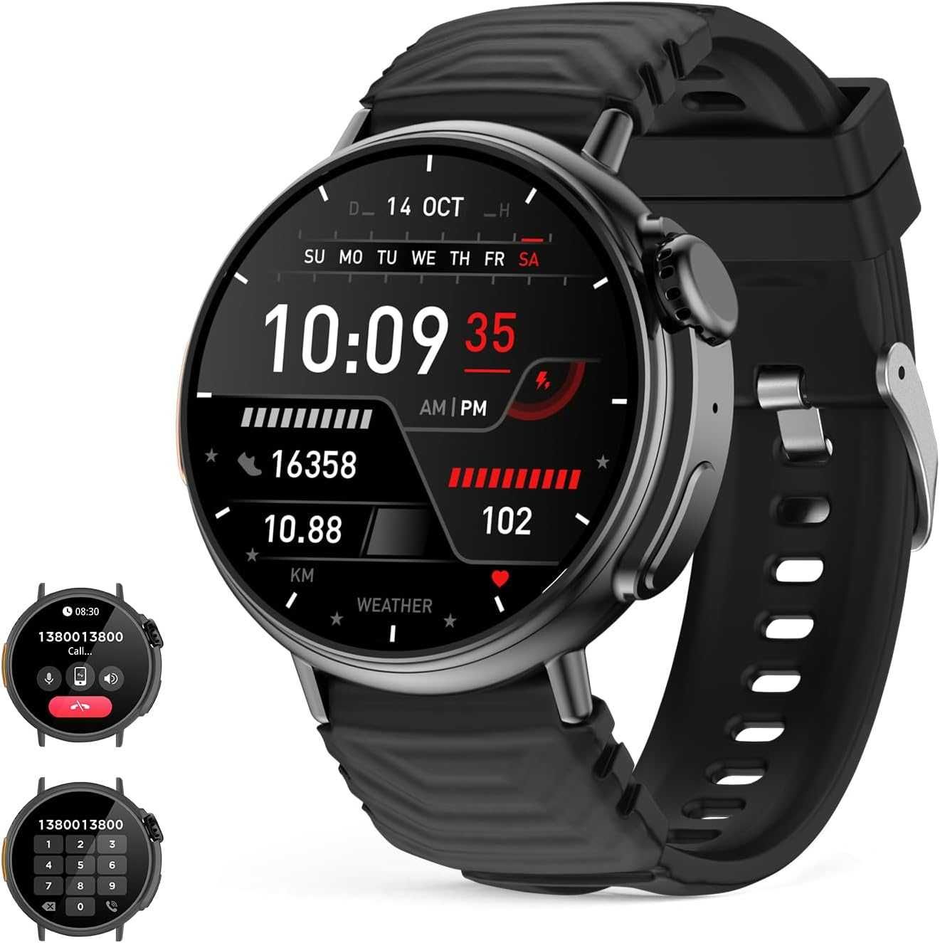 Smartwatch Ultra z funkcją telefonu odbierania połączeń czarny