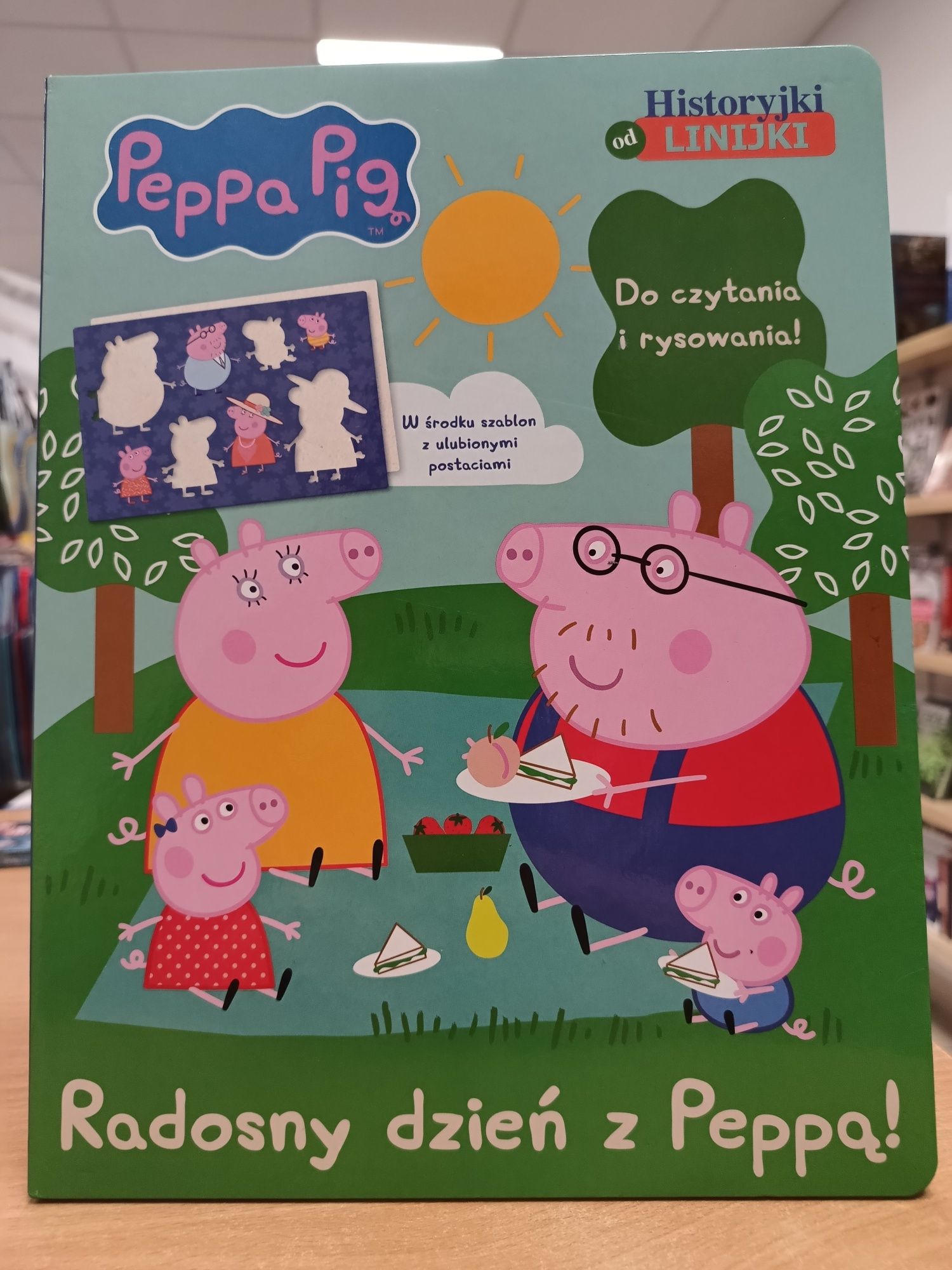 Świnka Peppa. Książeczka do czytania z szablonem do odrysowania!