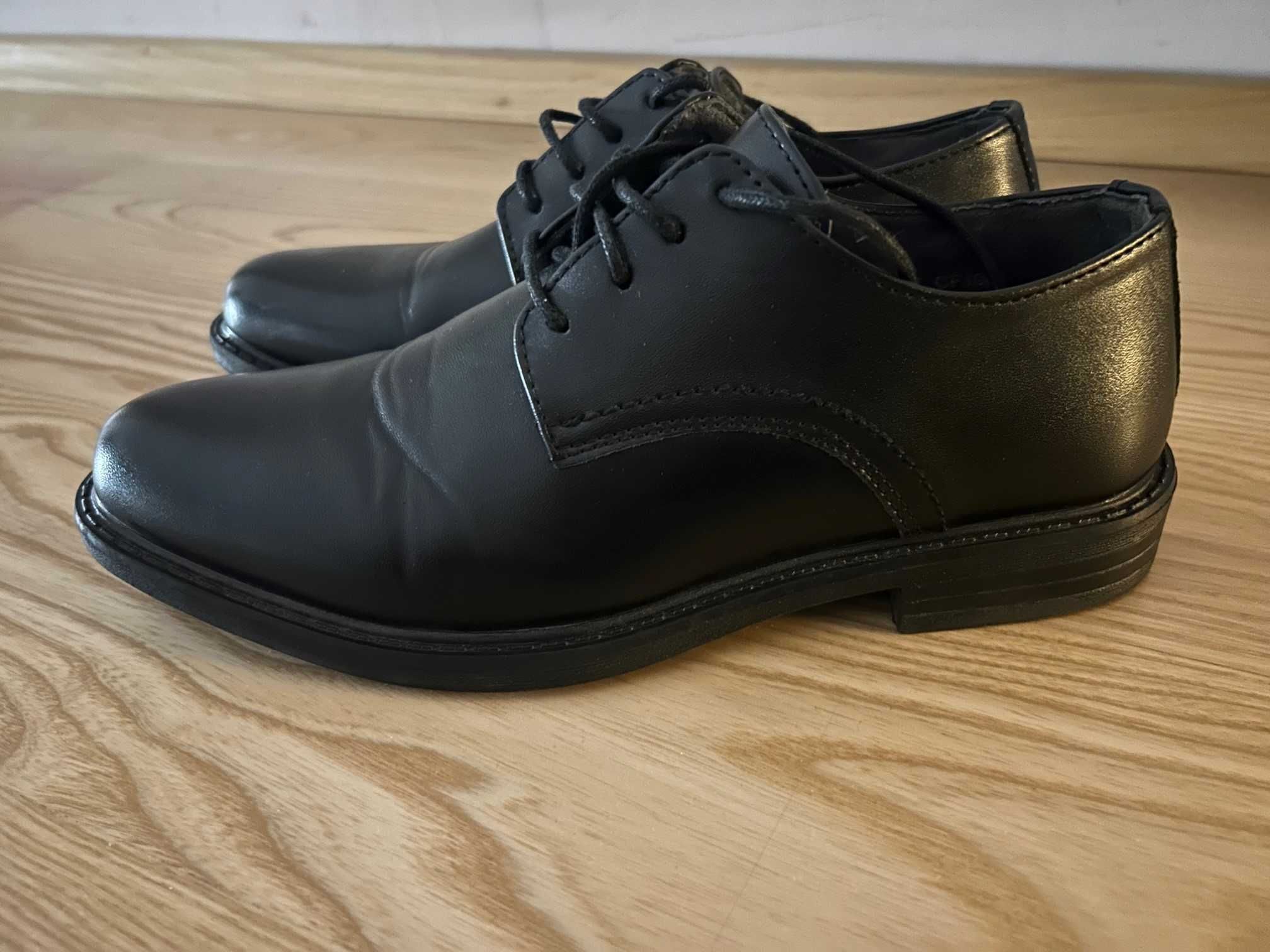 eleganckie buty skórzane rozm.37 chłopięce jak nowe, czarne