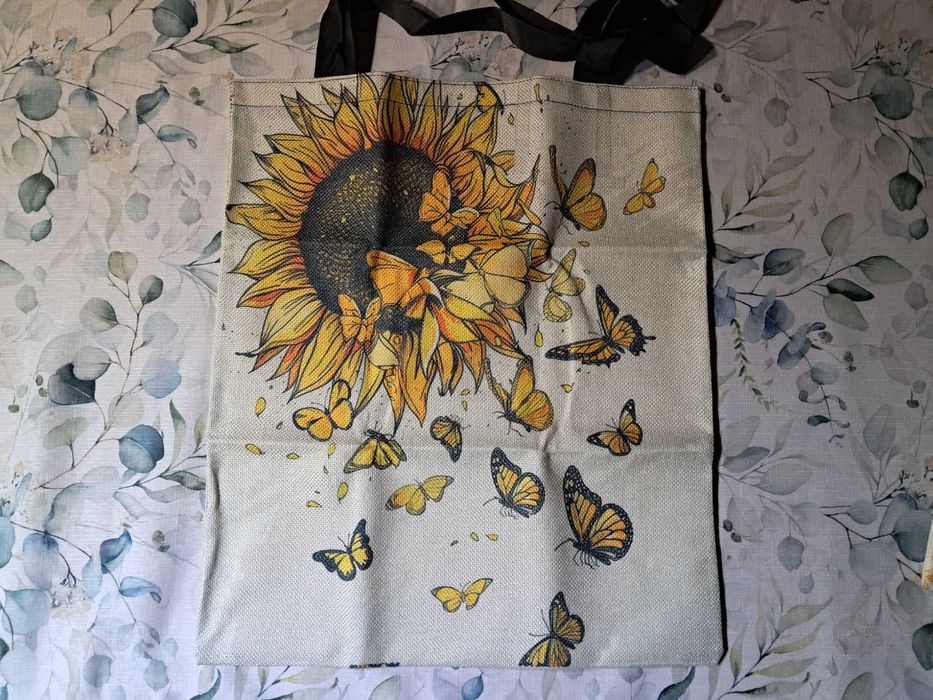 torba na zakupy motyle i słonecznik shopperka