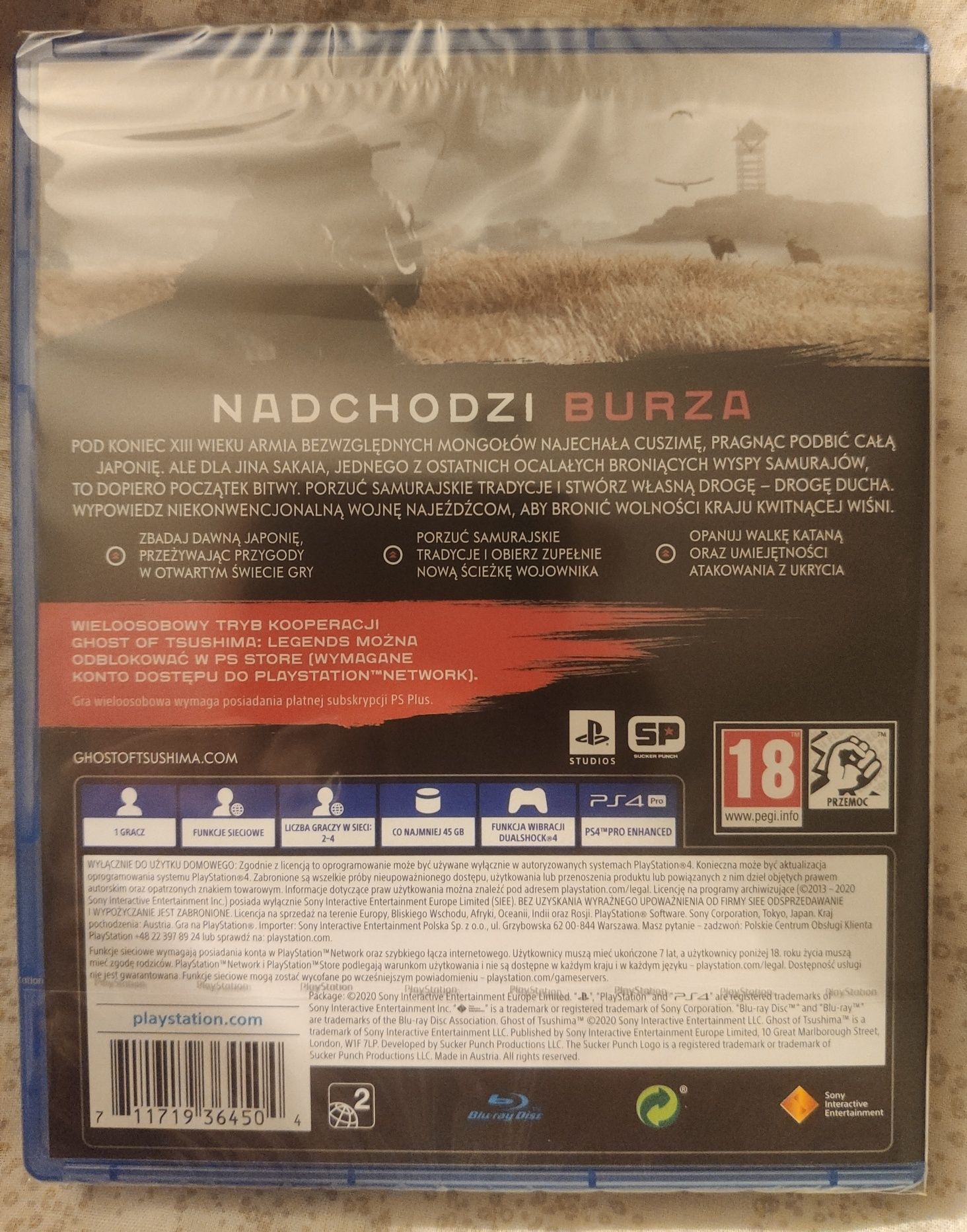 Nowa w folii gra Ghost of Tsushima, polska Ps4