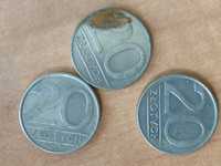 3 obiegowe monety PRL 20 złotych 1986 r.