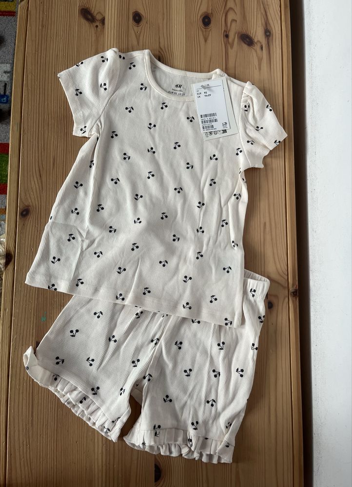 Nowy komplet lato rozmiar 92 H&M prążki wisieńki