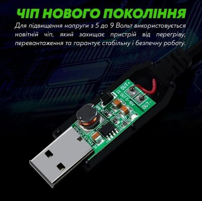 Кабель для роутера "Wifi без світла" USB-DC 5V>9V/12V 5.5x2.1mm Black