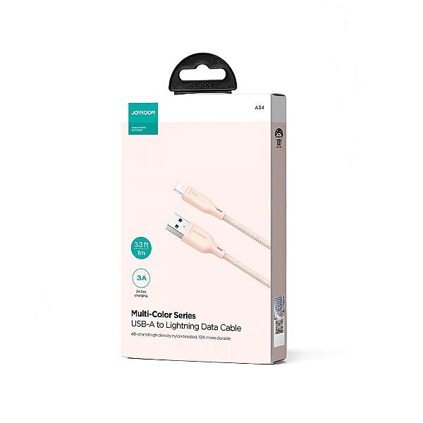 Kabel Joyroom Multi-Color Series SA34-AL3 USB-A / Lightning 3A 1m - ró