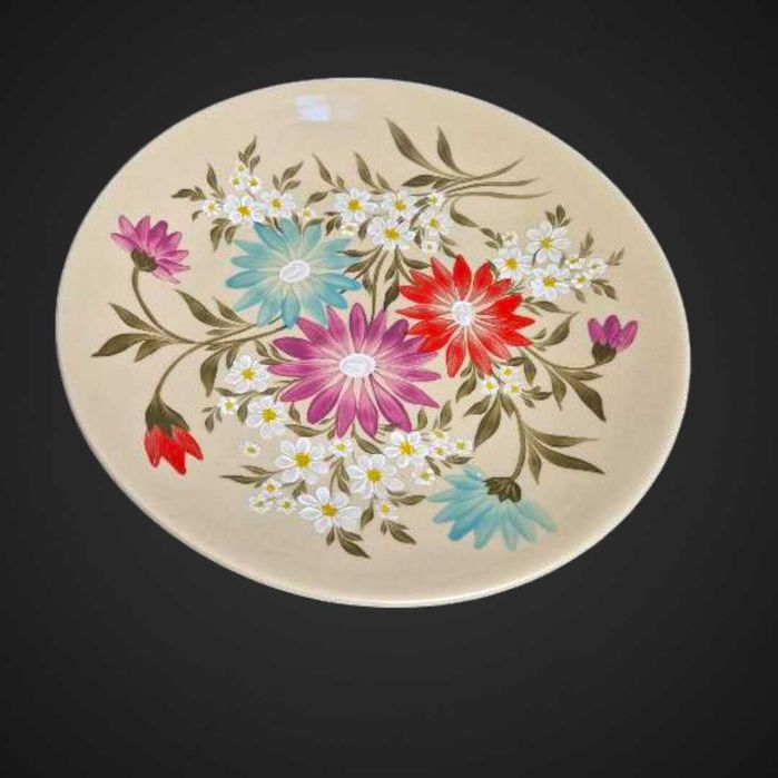 DUŻA patera malowana  KWIATY TUŁOWICE PRL b4/060952