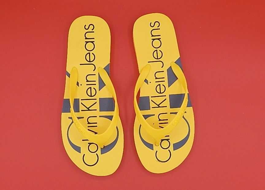 Klapki japonki damskie żółte Calvin Klein rozmiar 38 faktura