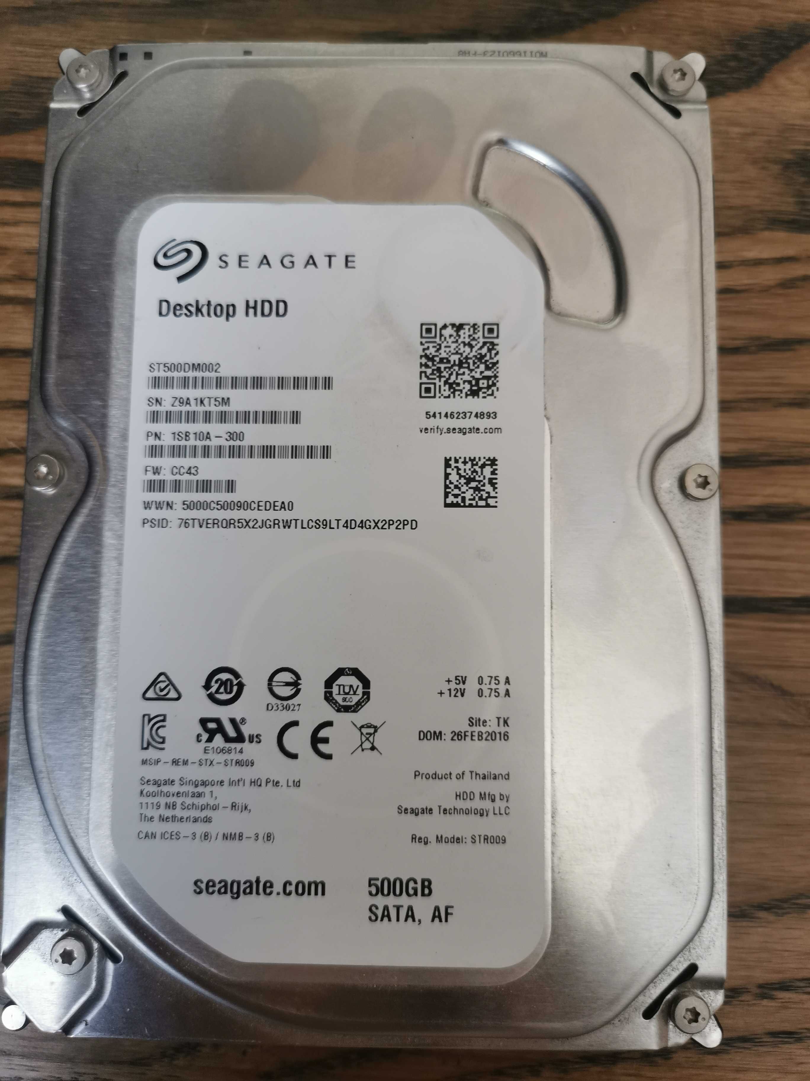 Seagate Desktop HDD 500GB 7200rpm 16MB 3.5" SATA III ST500DM002-FR