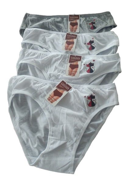 4x Majtki r XXL damskie 95% bawełna białe szare