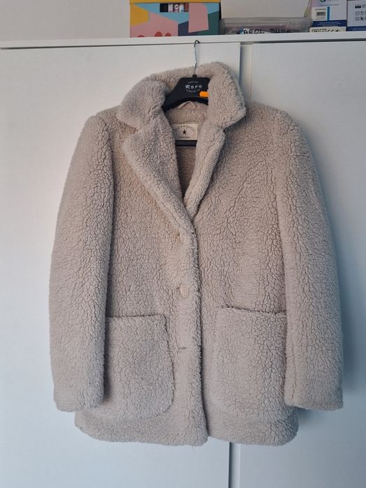 Plaszcz zimowy futerko kozuszek mis teddy S