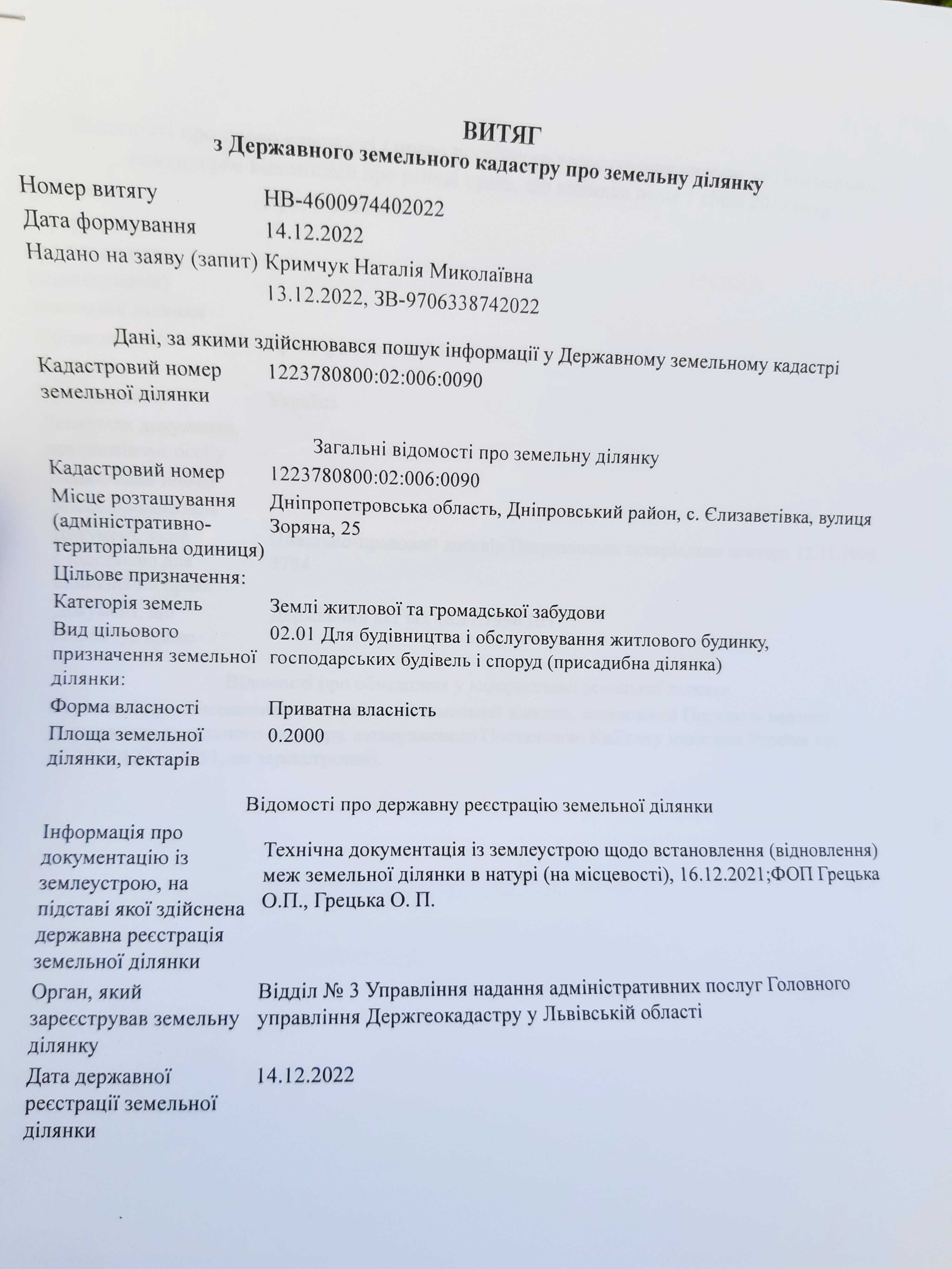 В продаже земельный участок Елезаветовка 20 соток.