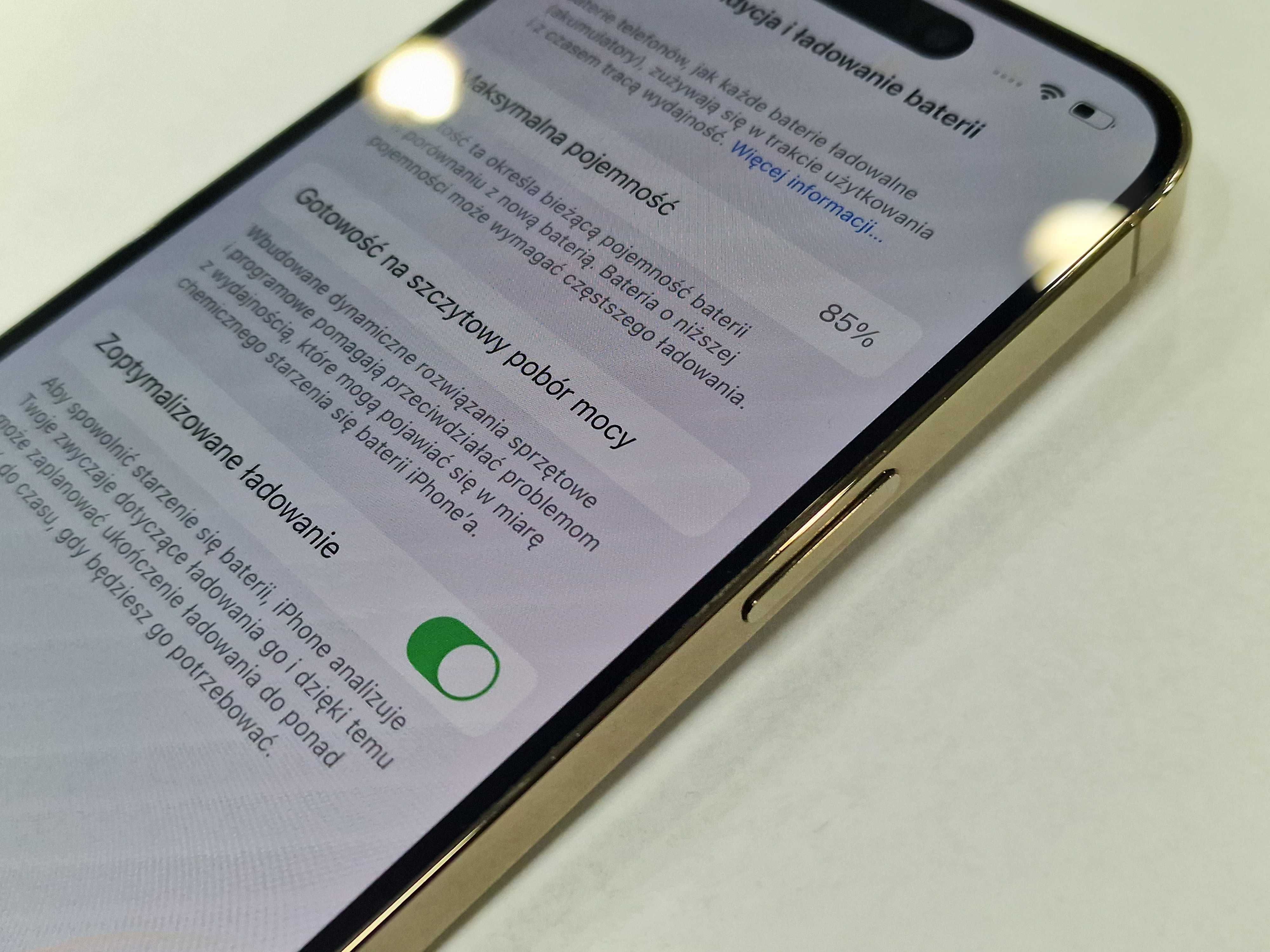 Iphone 14 PRO 128GB/ Gold/ Złoty/ BAT 85%/ Grade A- + ładowarka