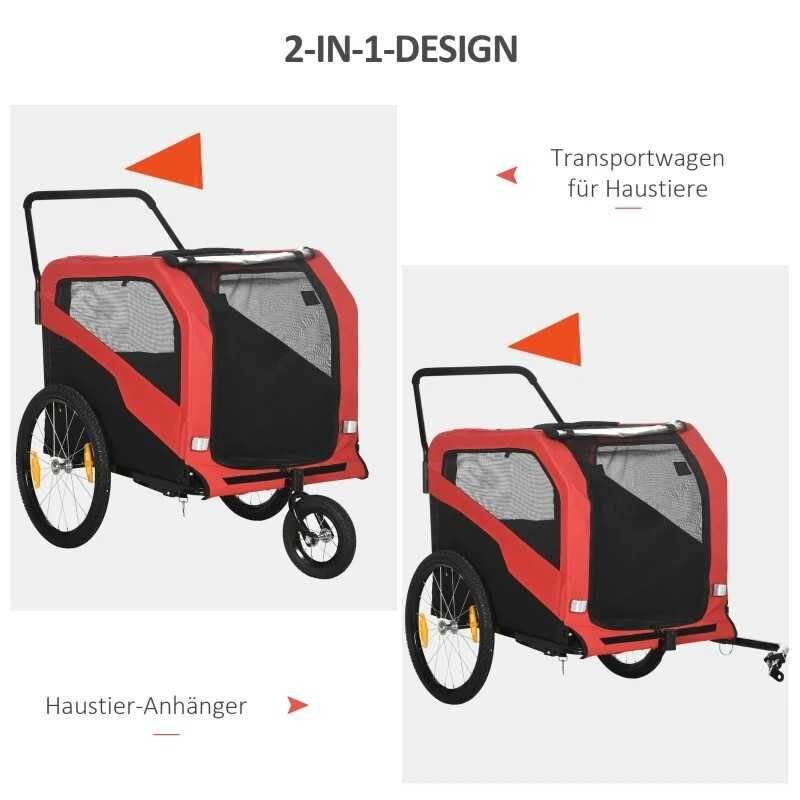 PawHut Przyczepa rowerowa dla dzieci, z odblaskami, 1 flaga, 170x77x90