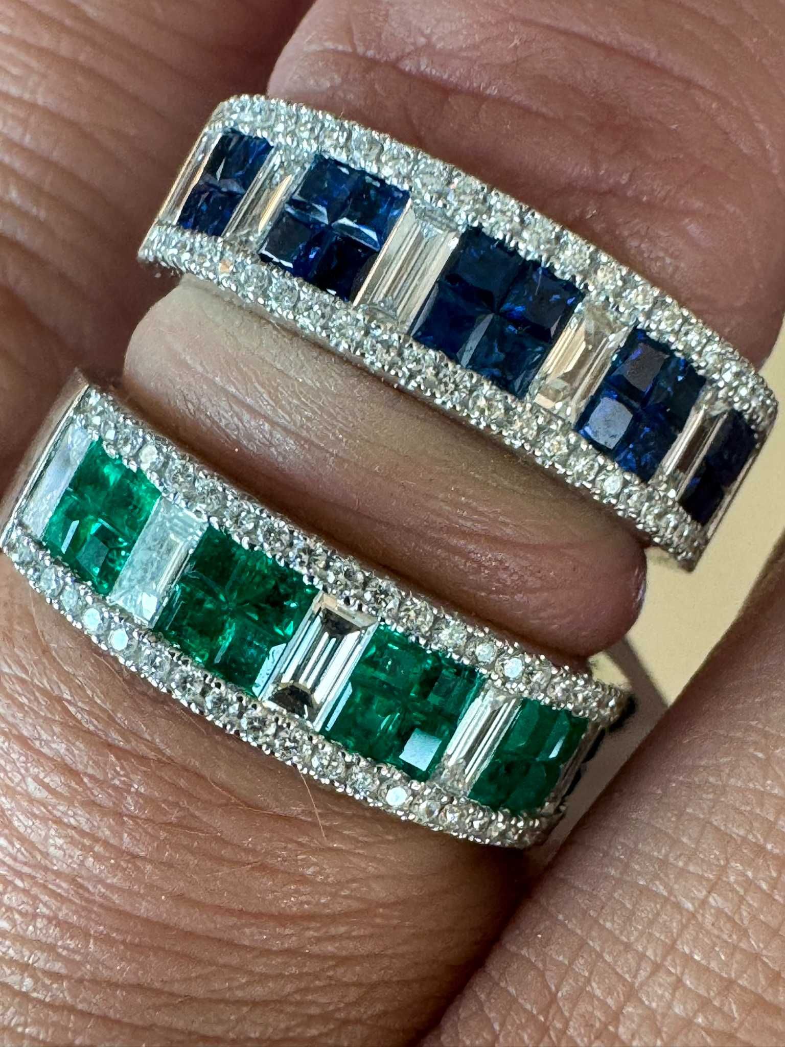 Pierścionek z naturalnymi diamentami 0.55 CT i z naturalnymi szafirami