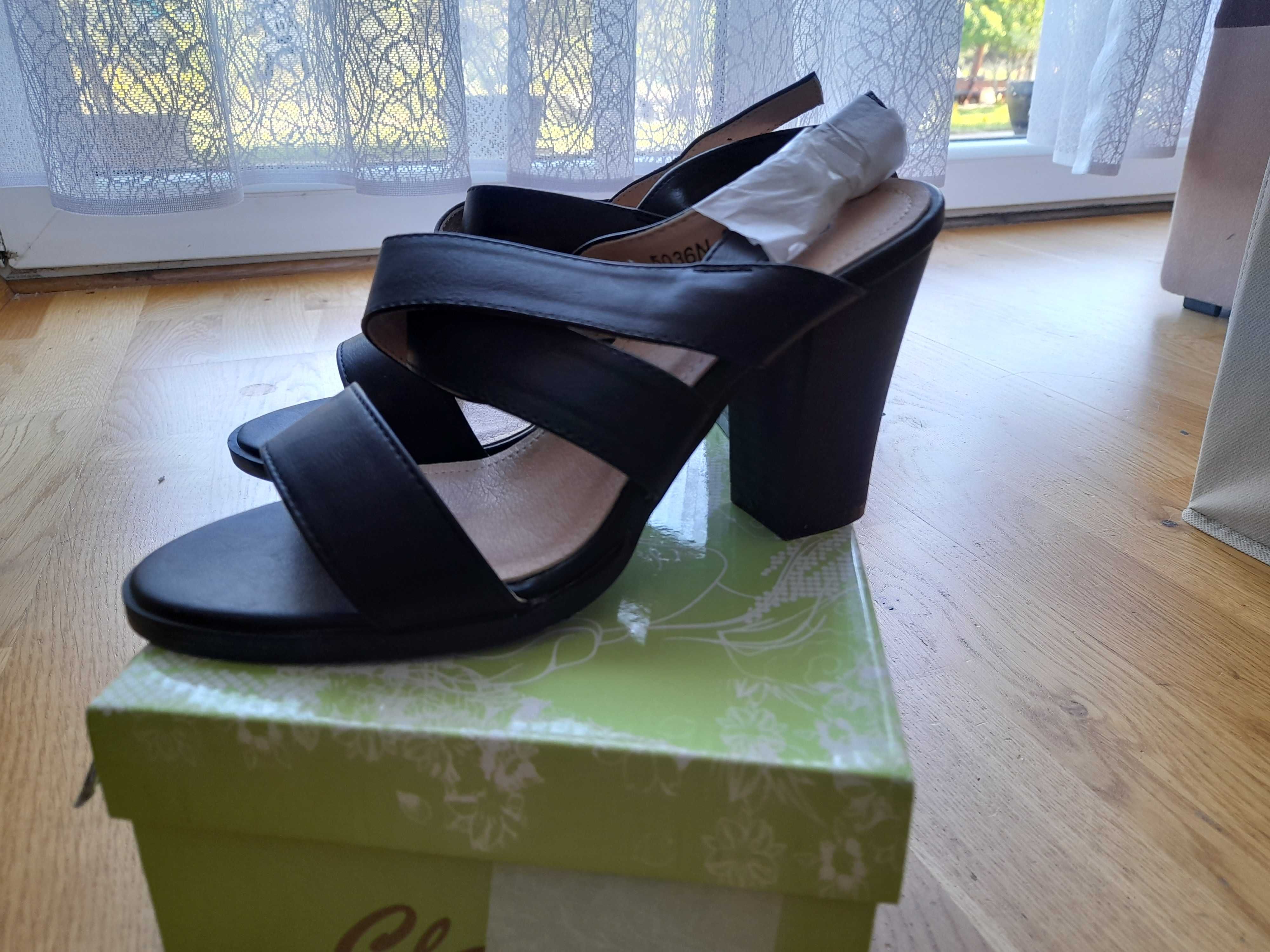 Buty sandaly damskie czarne r36