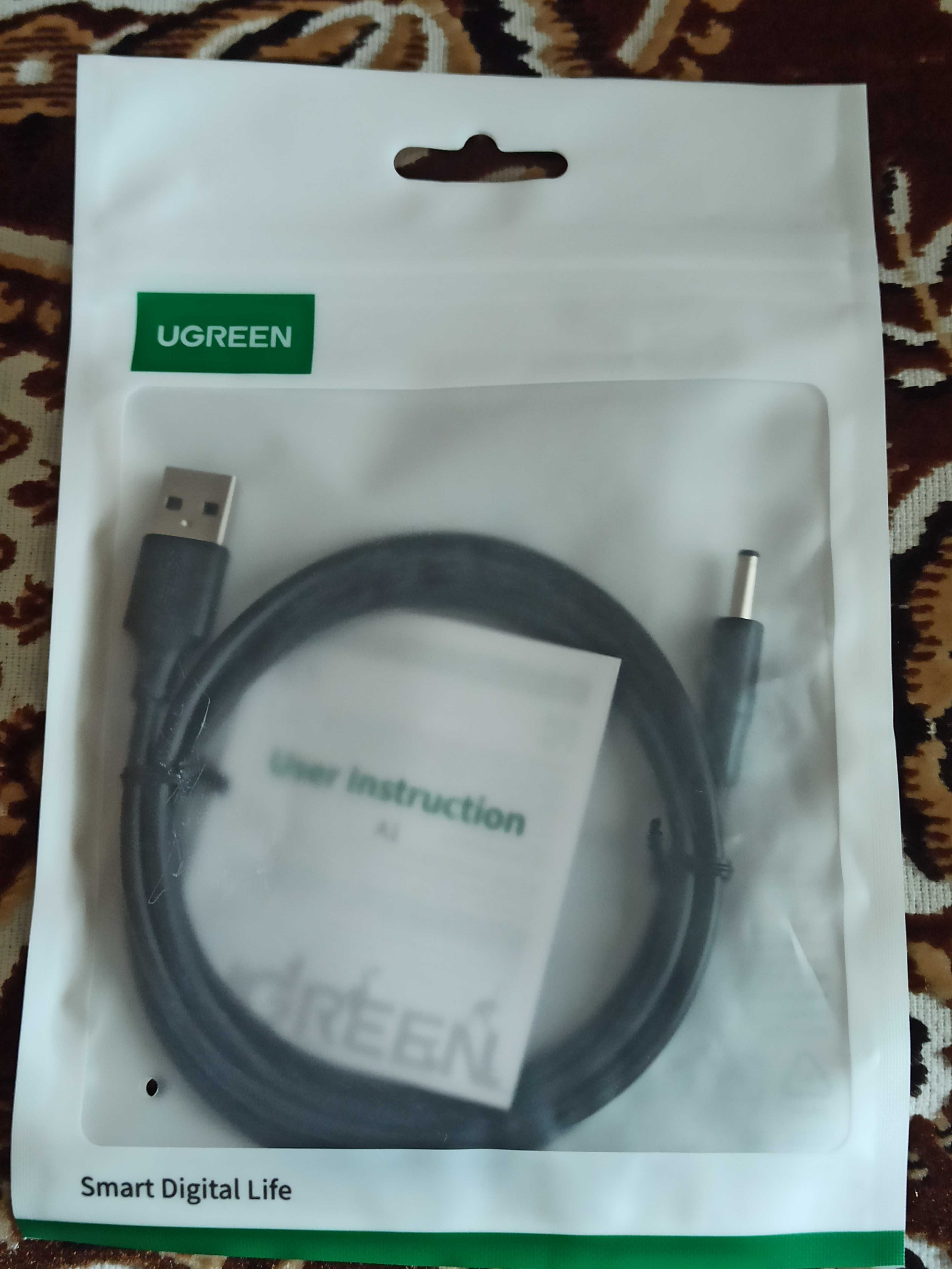 кабель UGREEN USB2.0-A to DC 3.5mm M/F Charging Cable 1m (Black)