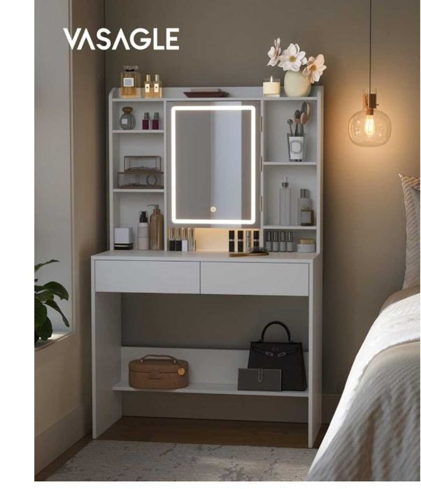 Toaletka biała z lustrem LED nowa