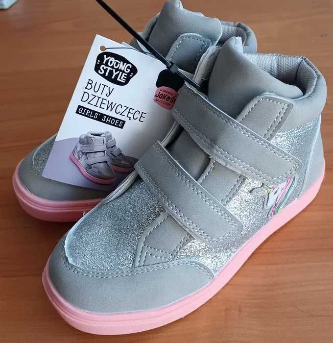 Nowe Buty za kostkę dziewczęce jesień zima brokat Unicorn Young Style