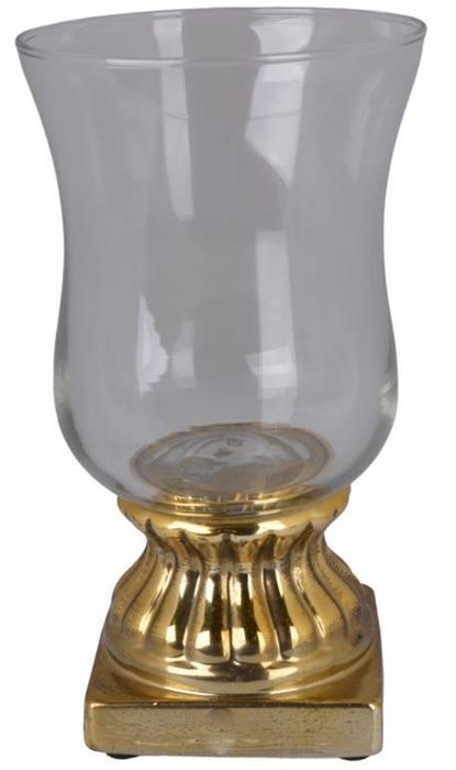 Świecznik Ceramiczny Złoty Ze Szklaną Górą Duży