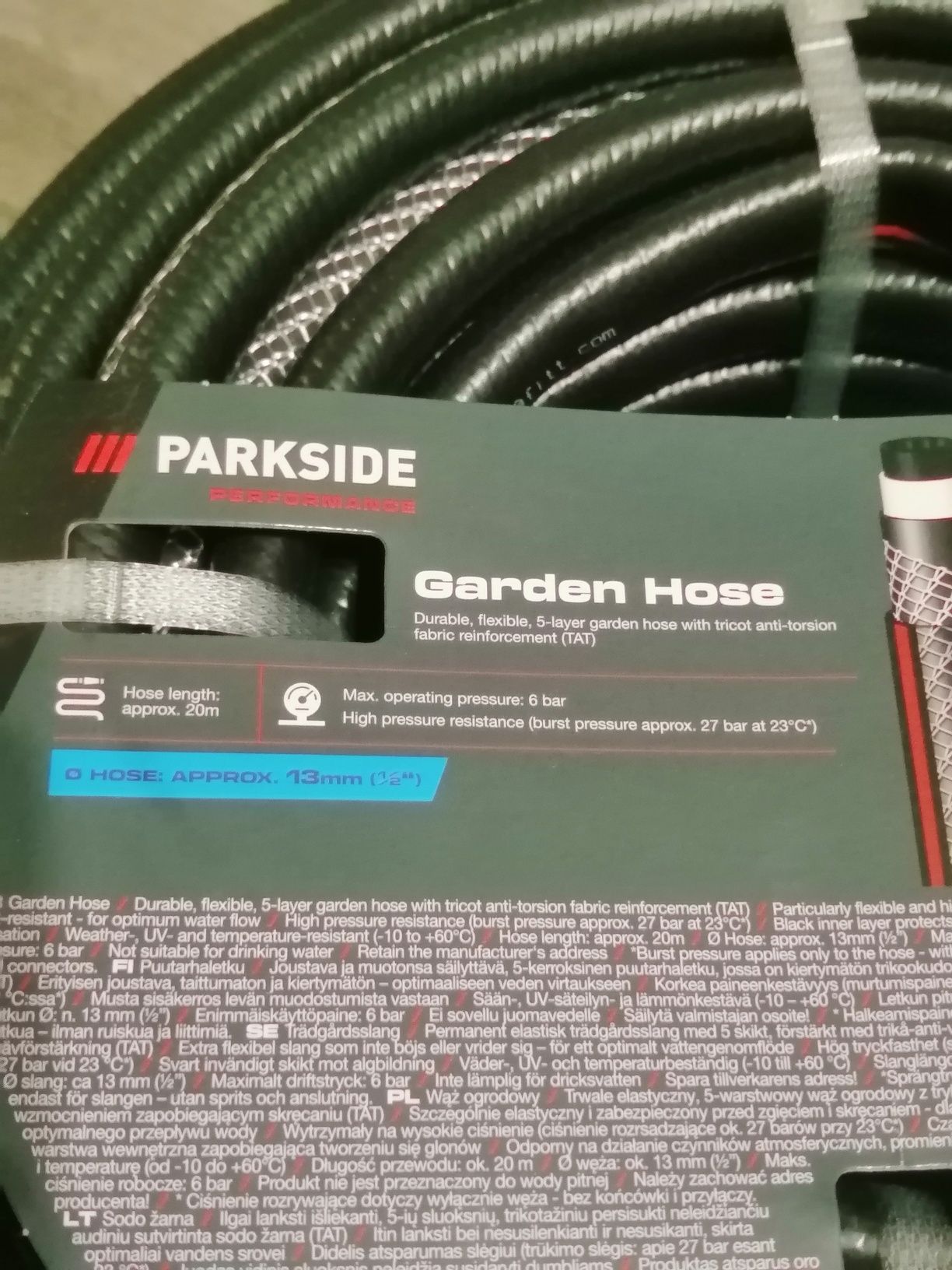 Шланг для поливу високоякісний Parkside PERFORMANCE 20м /5шарів