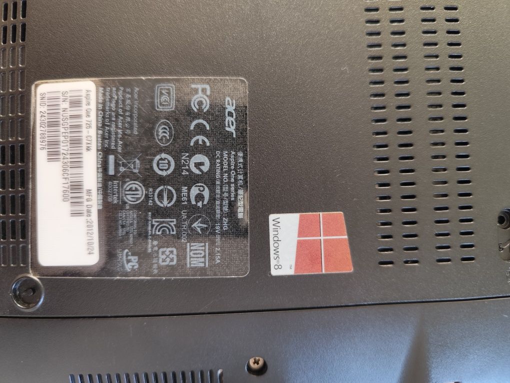 notebook ACER Aspire One 725