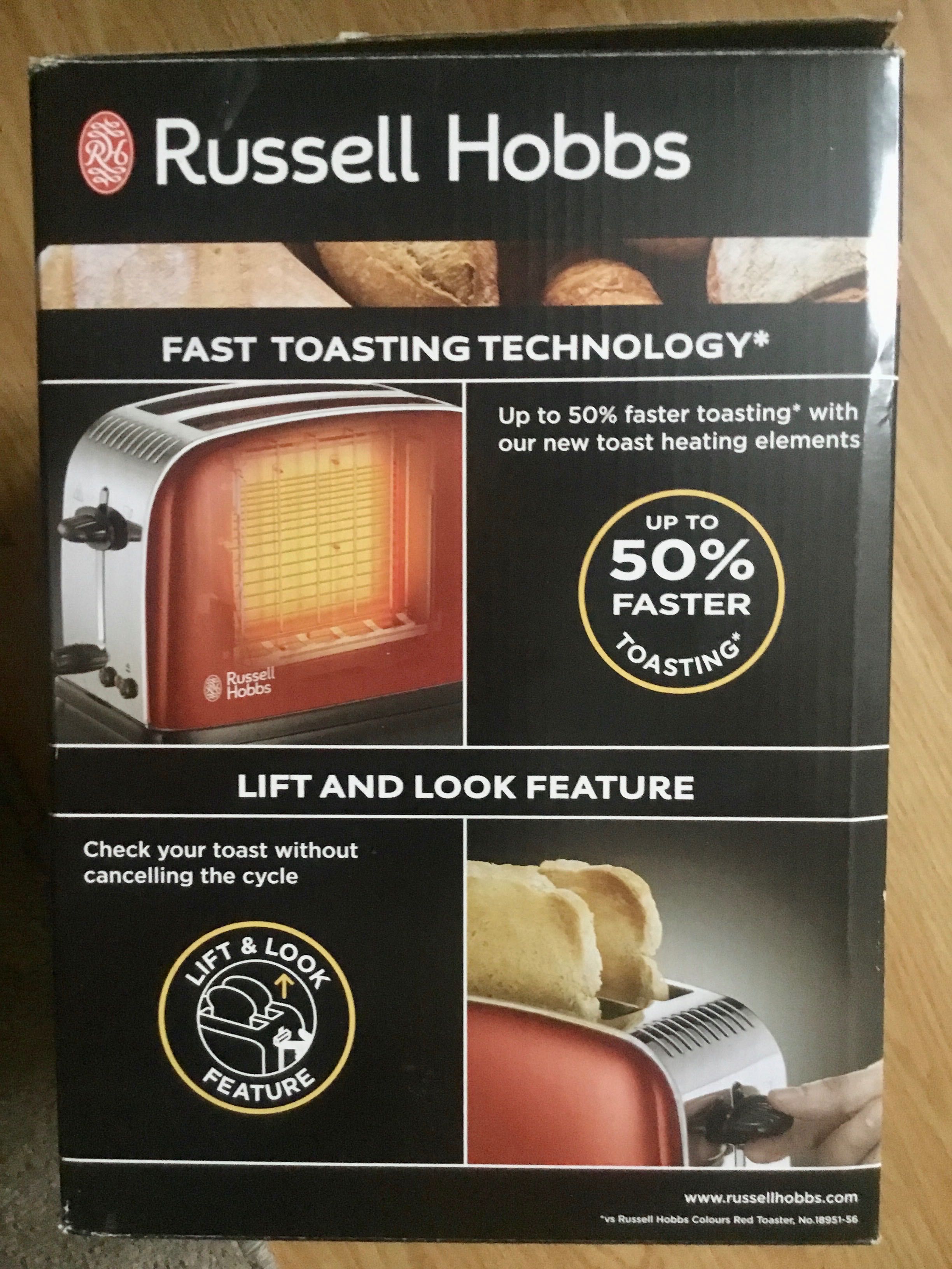 Nowy RUSSELL HOBBS Colours Plus Flame Red toster / opiekacz do kanapek