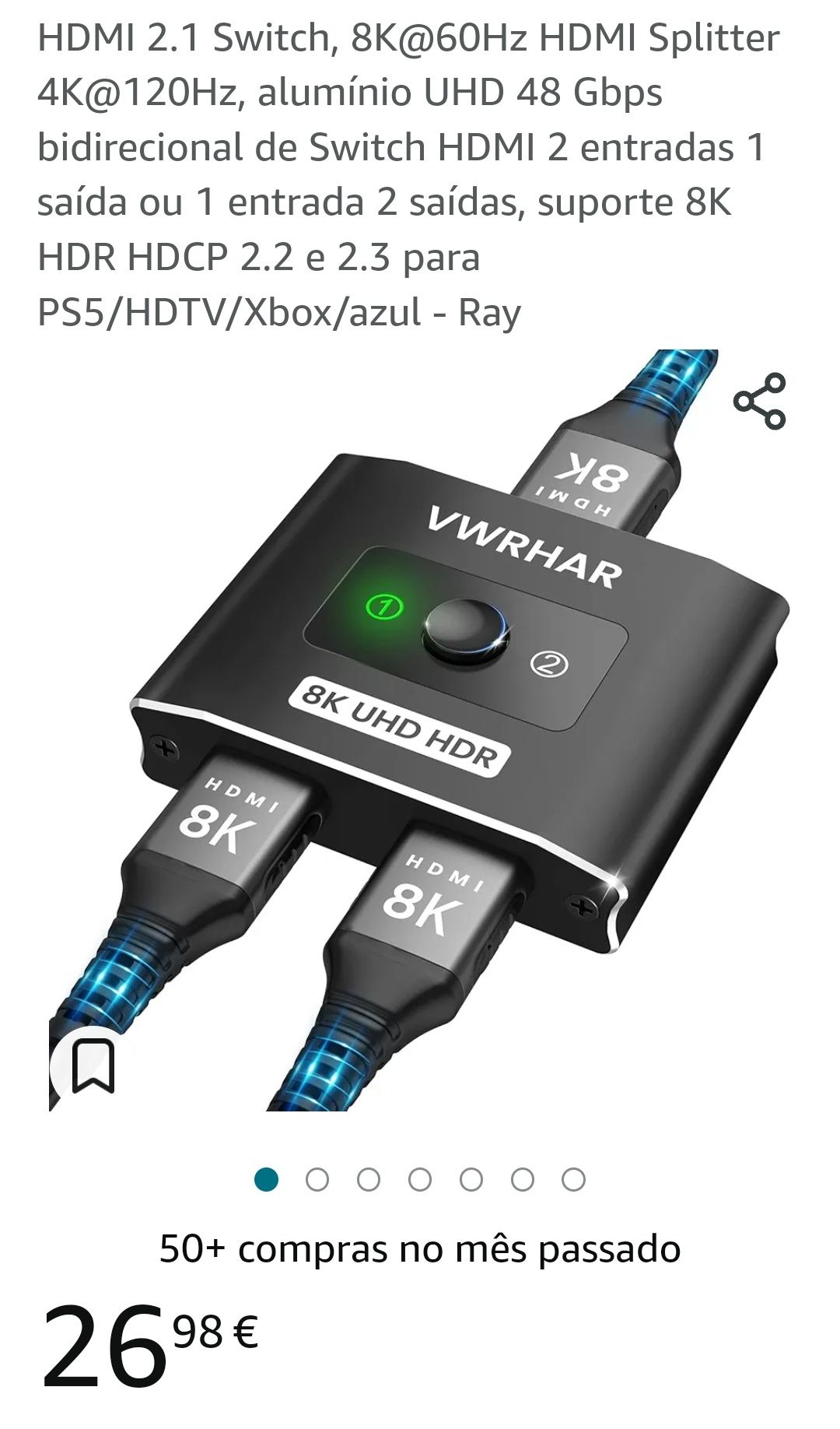 HDMI Switch 4K Dupla entrada NOVO
