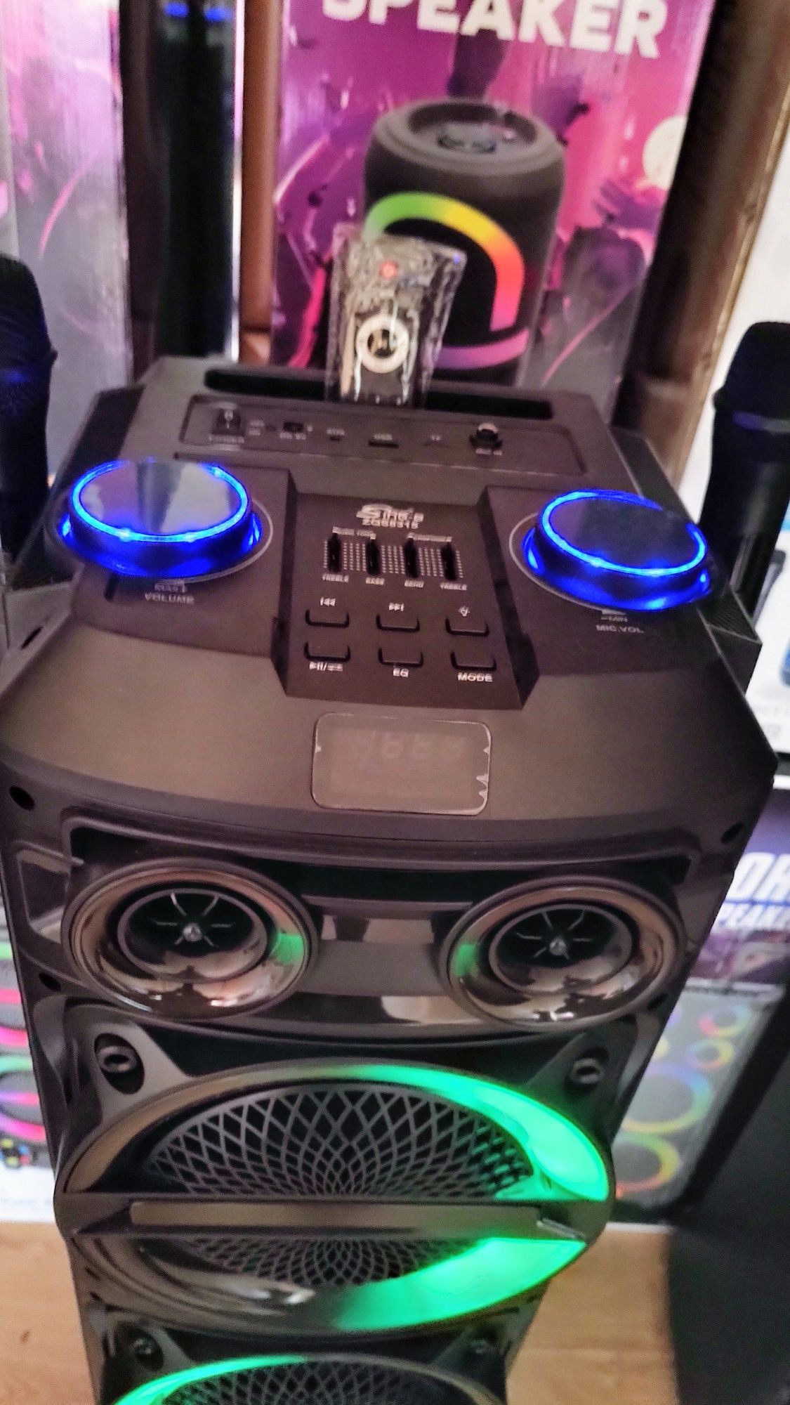 Караоке акустика SinG-15(Bluetooth,USB,SD,FM)пультДУ,2безпроводных мик