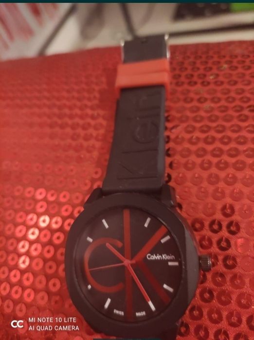 Zegarek CK na rękę zegar Calvin Klein czarny wskazówkowy z paskiem