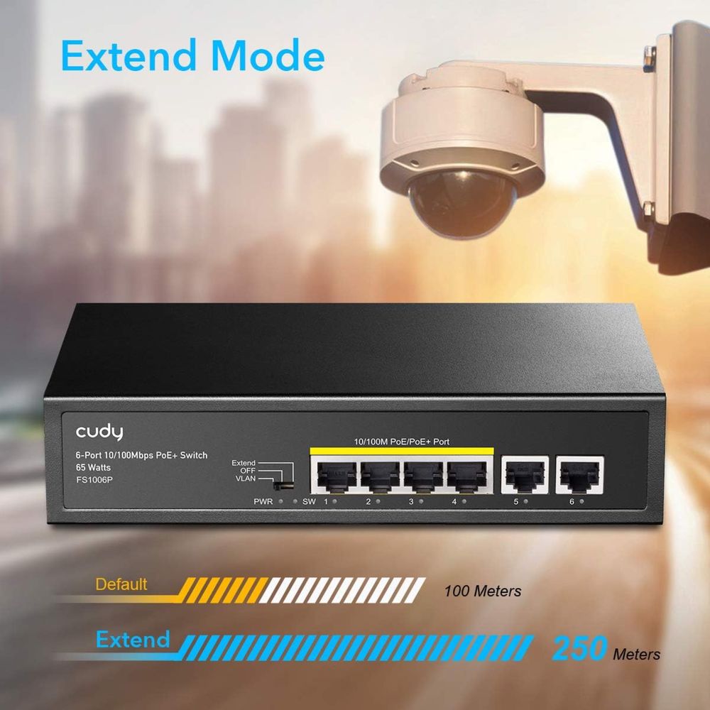 SWITCH PoE+ SF1006P 6xRJ 60W CCTV Rack