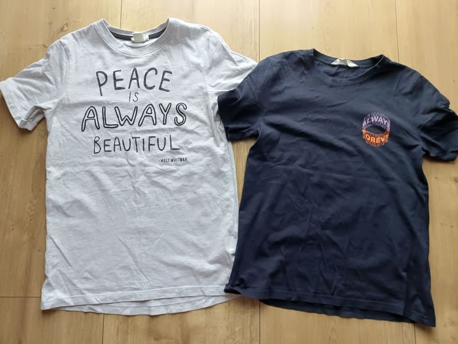 H&M chłopięce t-shirt krótki rękaw szary granat rozm 146/152