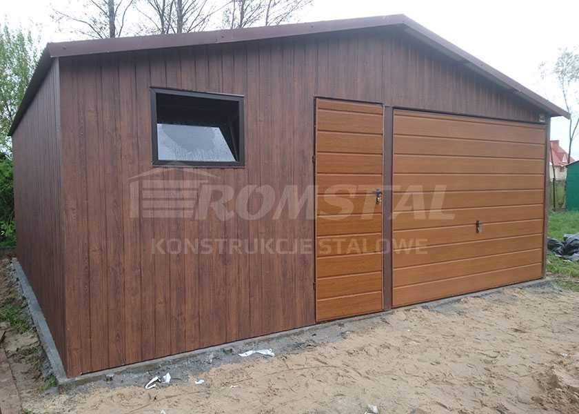 Ładny Garaż Blaszany Drewnopodobny 5x5 - Blaszak - Romstal