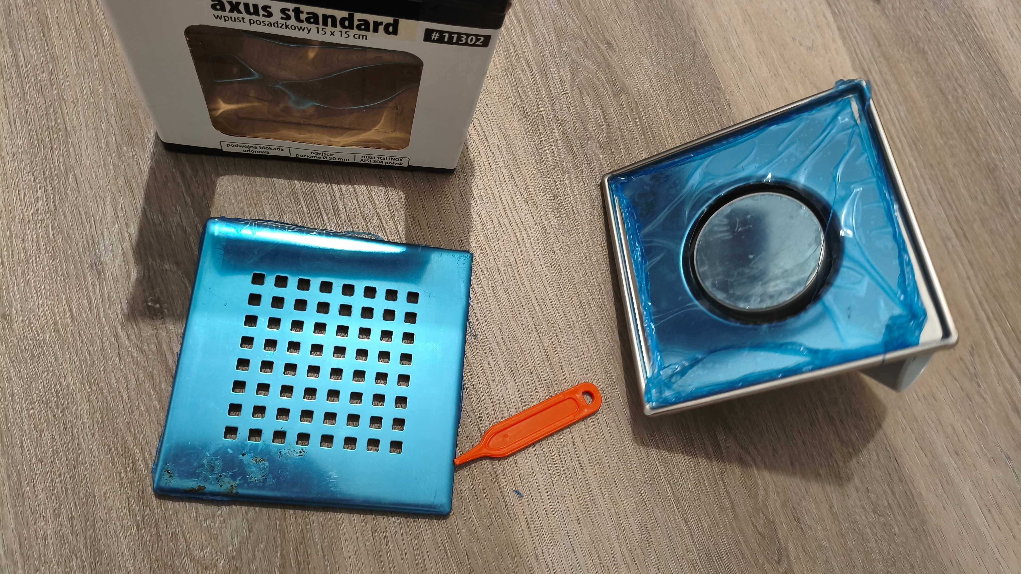KRATKA ŚCIEKOWA Axus 15x15cm poziome odejście fi 50 mm - syfon NOWY