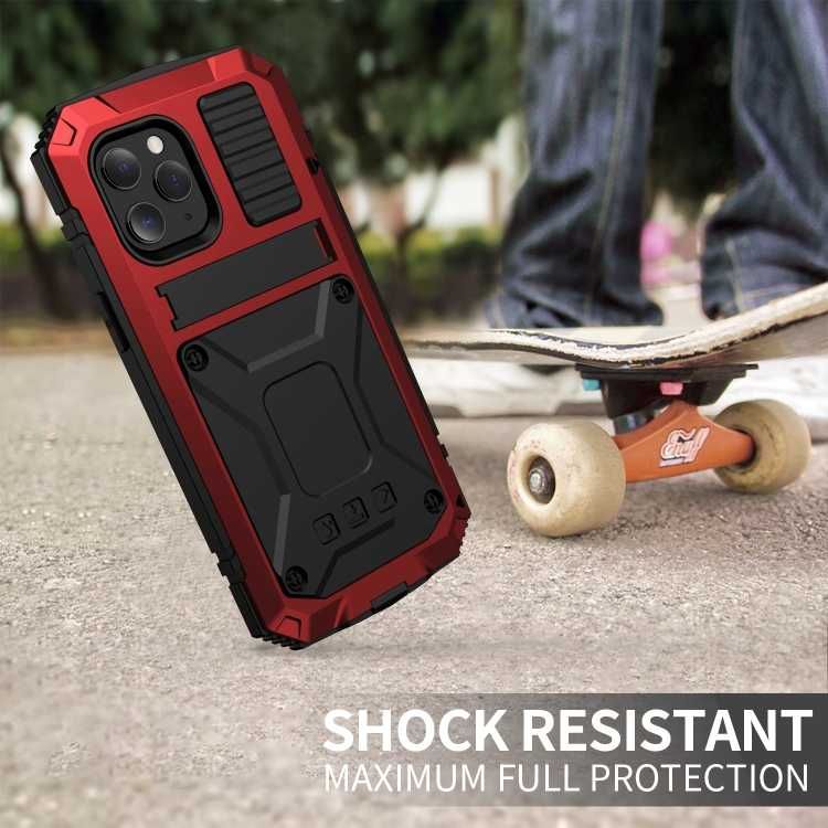 R-JUST Pancerne Etui Antywstrząsowe do iPhone 12/12 Pro czerwone