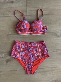 Strój kąpielowy bikini H&M czerwony kwiaty
