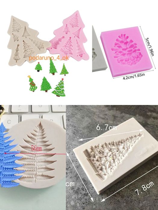 Молд, форма силіконова новрічна, ялинки, зима. Для смоли/кондитерська.