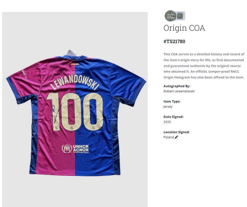 Robert Lewandowski FC Barcelona koszulka z autografem + certyfikat