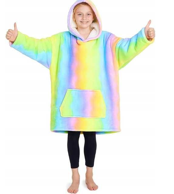 MD1KC4 Bluza/koc z kapturem dla dzieci i młodzieży 146 - 164 cm
