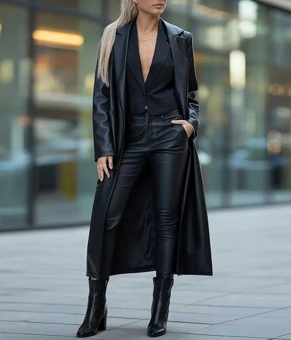 Płaszcz z Imitacji Skóry Reserved Czarny M Nowy