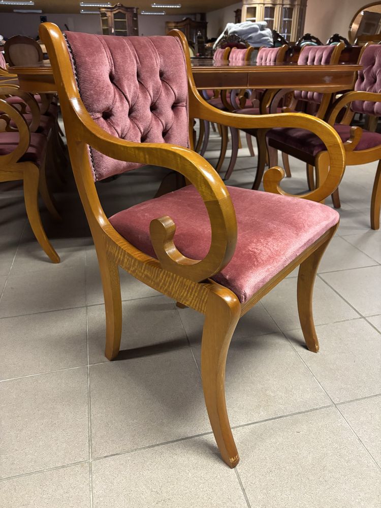 Stylowy Angielski Zestaw Stół 353 cm + 12 Krzeseł fotelików meble styl