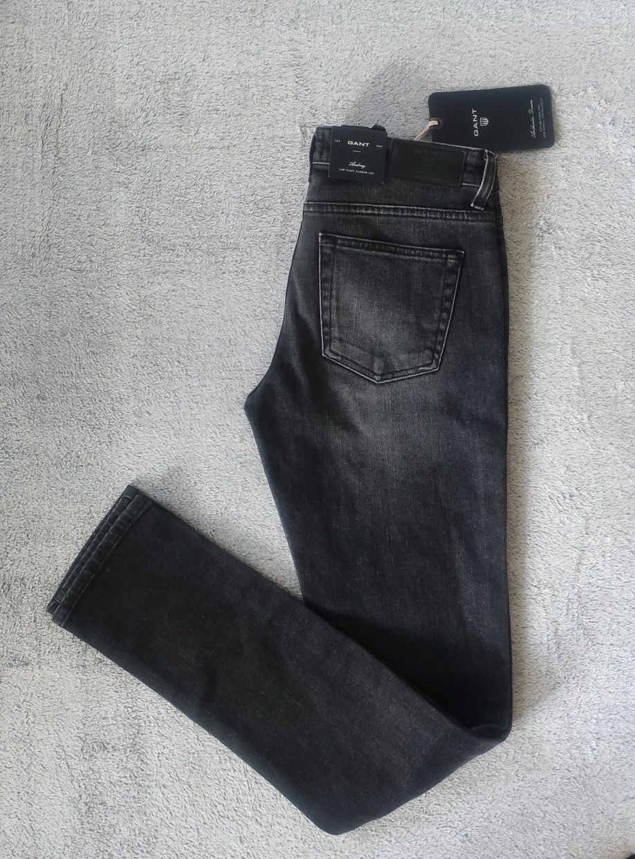 Damskie jeansy GANT slim W27 L32 nowe czarne premium classic