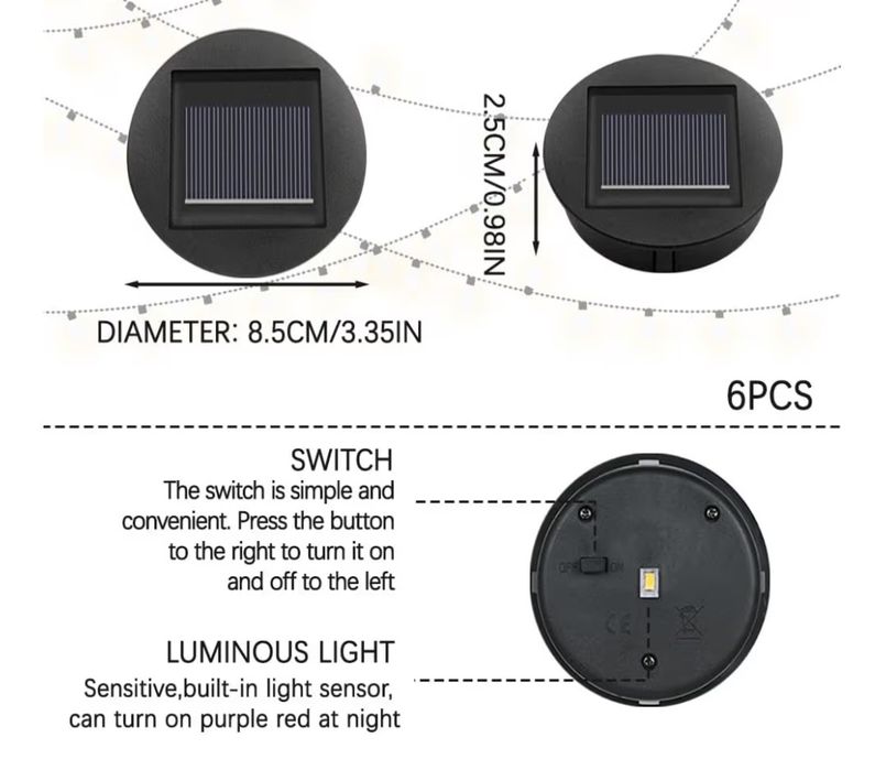 Lampy solarne wymienne lub do własnej aranżacji - 6 sztuk - nowe