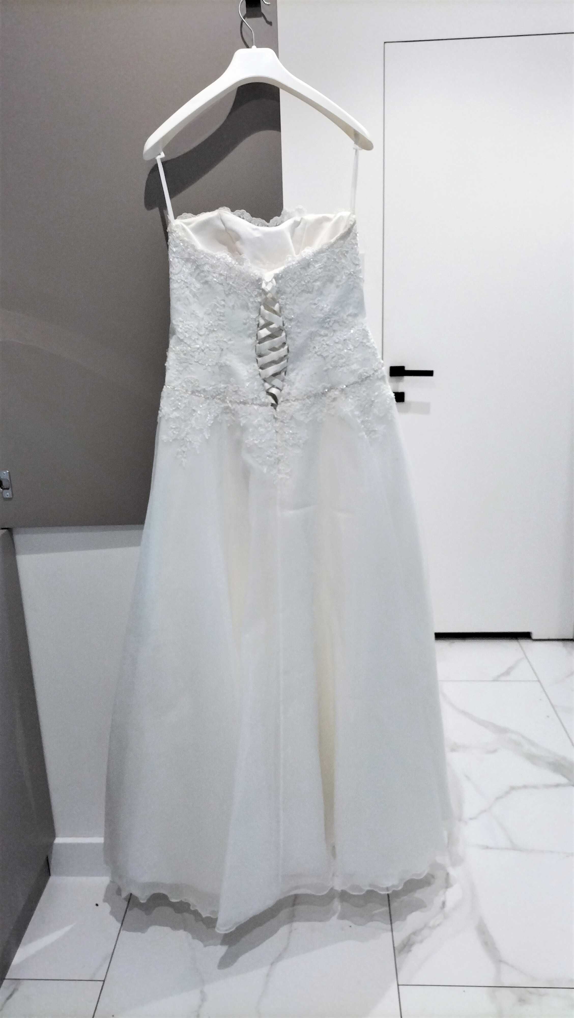 Suknia ślubna ELIZABETH PASSION  biała PRINCESSA r. L +2 treny+halka