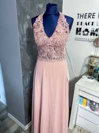 Nowa przepiękna sukienka maxi pudrowy róż rozmiar uniwersalny