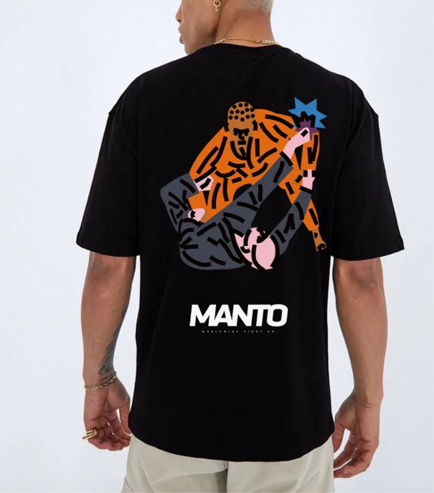 Мужские футболки Manto Logo унисекс манто черная белая MMA Boxing UFC