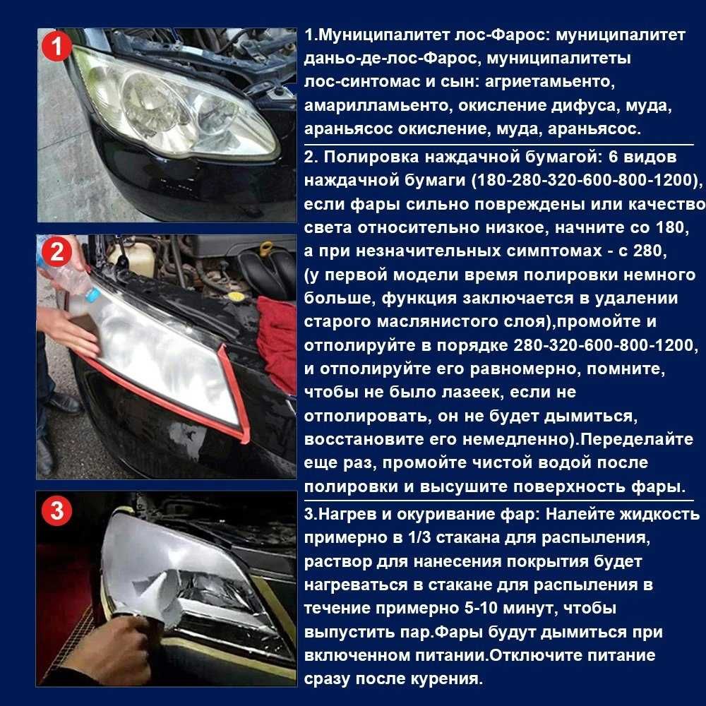 Набор для химической полировки фар 600 мл Полимерный пар Автокосметика