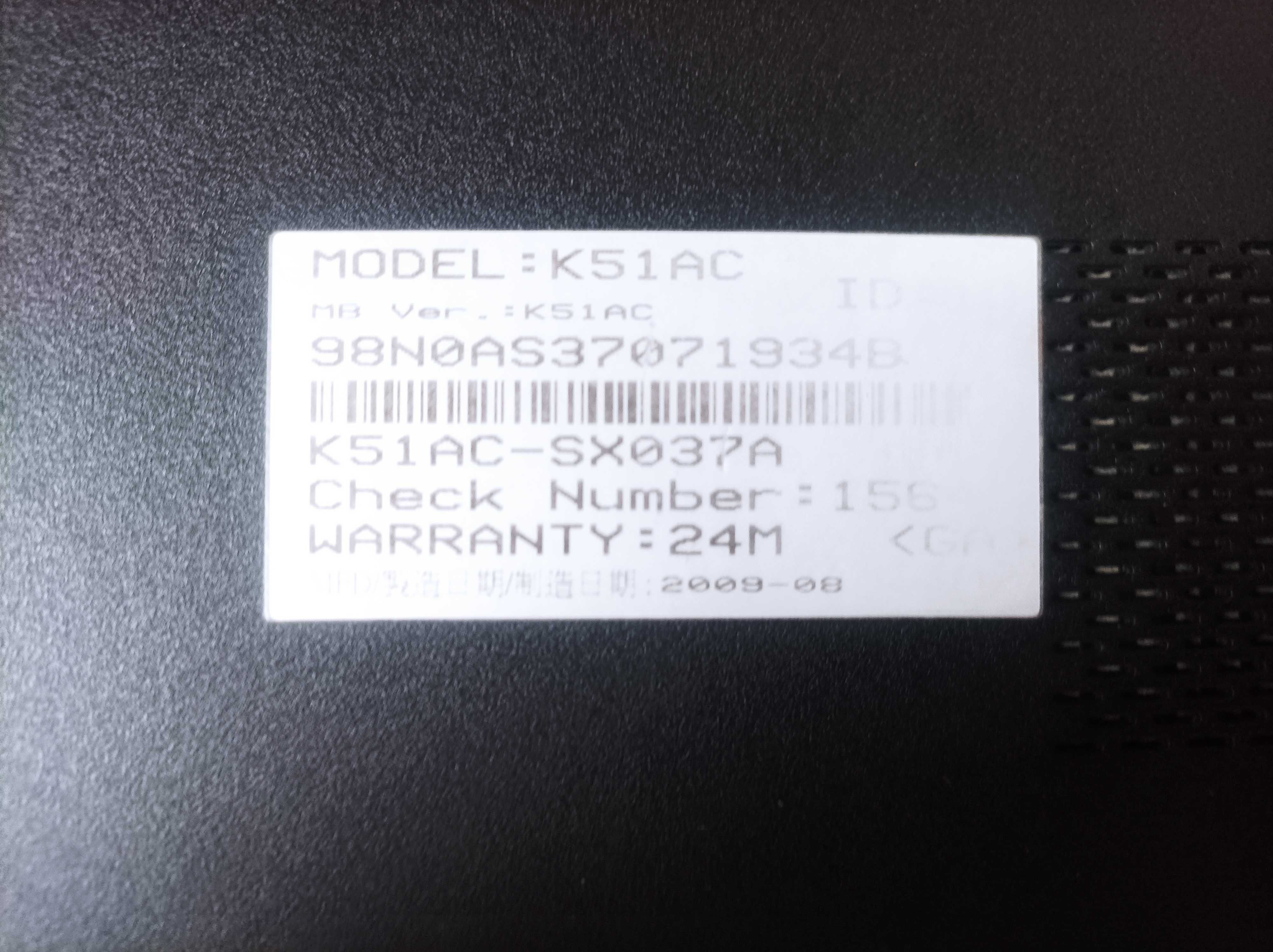 Laptop Asus K51AC-SX037A - Niesprawny na części